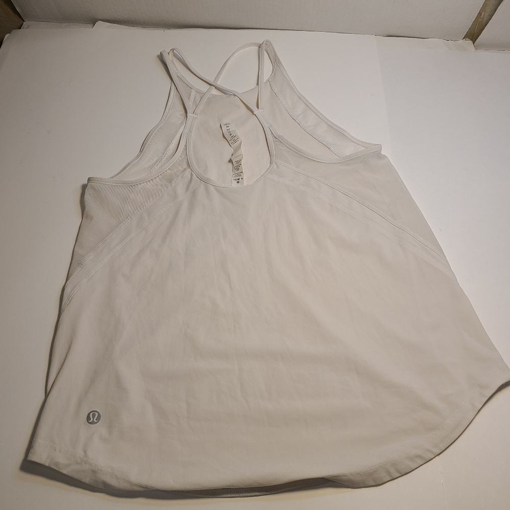 Lululemon Women's Off White Tank Top Semi Sheer Size 4 Nylon Blend